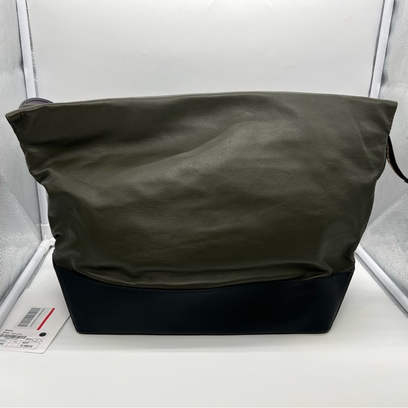 NWT MARNI Leather Forest Green Black Colorblock Pouch Oversized Clutch Bag - Picture 4 of 10